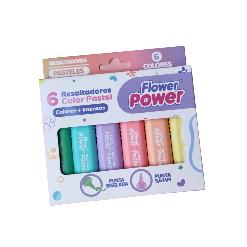 Resaltador flower power pastel X 6